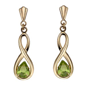 9ct Gold Peridot Figure of Eight Drop Earrings, £39.99 H Samuel