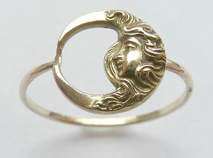 Antique Art Nouveau Lady Moon Ring 14K approximately £228, Etsy