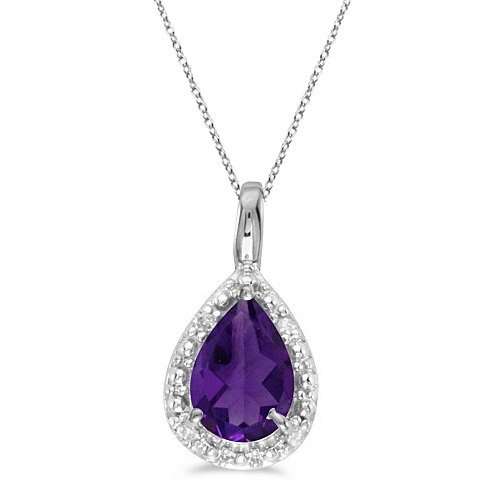 0.65ct Natural Pear Cut Purple Amethyst Pendant Necklace 14k White Gold, approximately £131 from Etsy