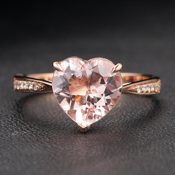Heart Shaped Morganite 14K Rose Gold Engagement Ring, Etsy from £196.80
