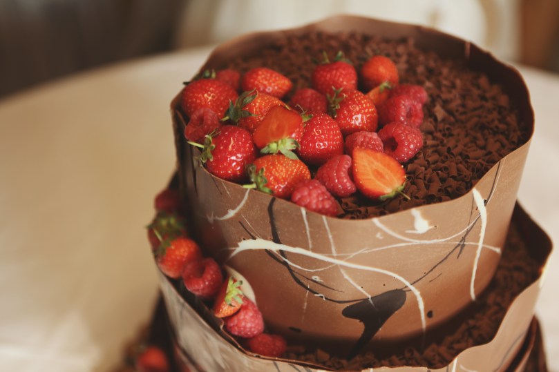 Strawberry and chocolate wedding cake